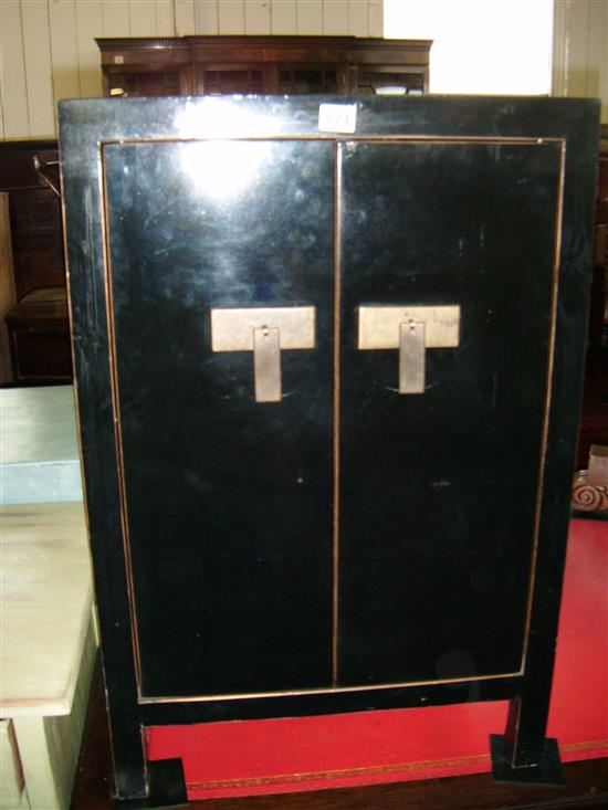 Chinese black lacquered side cupboard